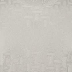 Pre Owned Hermes Grey H Pattern Cashmere Knit Crew Neck Sweater S
