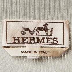Pre Owned Hermes Grey H Pattern Cashmere Knit Crew Neck Sweater S