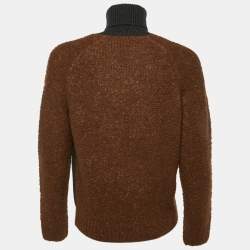 Pre Owned Hermes Brown/Grey Cashmere & Alpaca Knit Turtleneck Sweater S