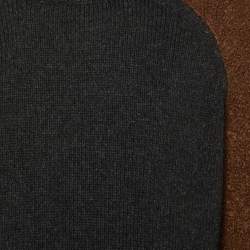 Pre Owned Hermes Brown/Grey Cashmere & Alpaca Knit Turtleneck Sweater S