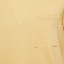 Pre Owned تي شيرت هيرمس قطن مطرز بحرف H أصفر رقبة دائرية مقاس متوسط - ميديم