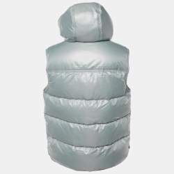 Pre Owned Hermes Grey Nylon Quilted Button Front Vest S