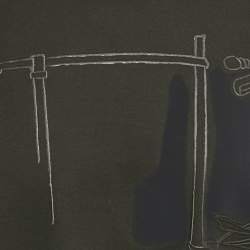 مملوكة مسبقًا تي شيرت هيرمس قطن محبوك مطبوع أسود مقاس كبير جدًا - إكسترا لارج