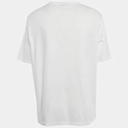 Pre Owned Hermes White H Embroidered Cotton "H 3D" Crewneck T-Shirt XXL 