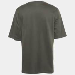 Pre Owned Hermès Olive Green Leather Trim Cotton T-Shirt XXL 