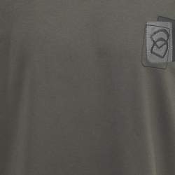 Pre Owned Hermès Olive Green Leather Trim Cotton T-Shirt XXL 