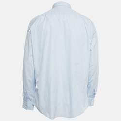 Pre Owned Hermes Blue Striped Cotton Long Sleeve Shirt 4XL