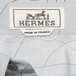مملوكة مسبقًا Hermès Blue Printed Cotton Shirt XL