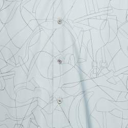 مملوكة مسبقًا Hermès Blue Printed Cotton Shirt XL