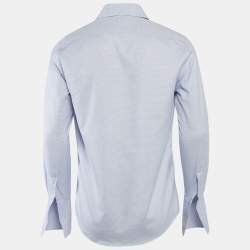 مملوكة مسبقًا Hermes Blue Patterned Cotton Full Sleeve Shirt M