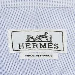 مملوكة مسبقًا Hermes Blue Patterned Cotton Full Sleeve Shirt M