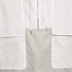 مملوكة مسبقًا جاكيت هيرمس رمادي/أبيض قطني خفيف مقاس صغير