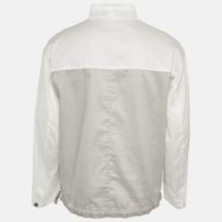 مملوكة مسبقًا جاكيت هيرمس رمادي/أبيض قطني خفيف مقاس صغير