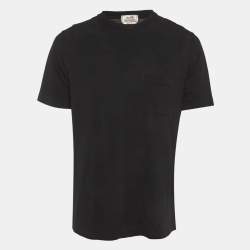 Pre Owned Hermes Black Cotton Round Neck T-Shirt XL