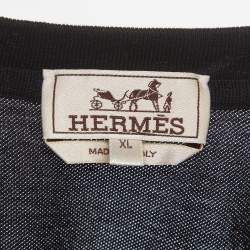 Pre Owned Hermes Black Cotton Round Neck T-Shirt XL