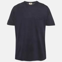 مملوكة مسبقًا Hermes Navy Blue Pique Crew Neck T-Shirt XL
