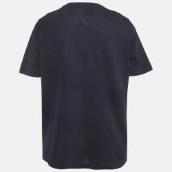 مملوكة مسبقًا Hermes Navy Blue Pique Crew Neck T-Shirt XL