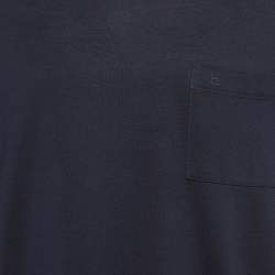 مملوكة مسبقًا Hermes Navy Blue Pique Crew Neck T-Shirt XL