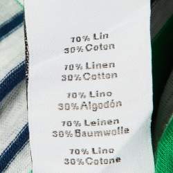 مملوكة مسبقًا Hermes Green Striped Linen & Cotton Polo T-Shirt XS