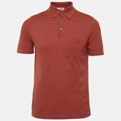 مملوكة مسبقًا Hermes Burnt Orange Pique Polo T-Shirt S