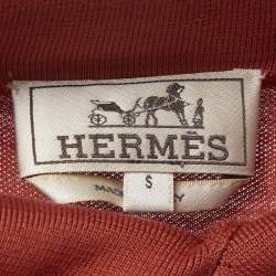 مملوكة مسبقًا Hermes Burnt Orange Pique Polo T-Shirt S