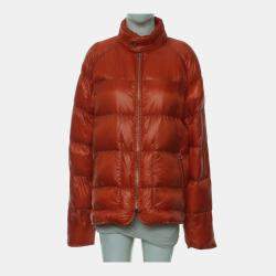 Pre Owned جاكيت هيرمس نايلون برتقالي خفيف جدا بسحاب أمامي بيو مينو