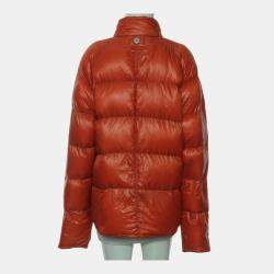 Pre Owned جاكيت هيرمس نايلون برتقالي خفيف جدا بسحاب أمامي بيو مينو