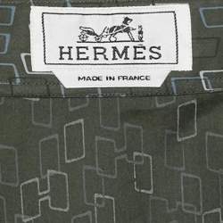 Pre Owned Hermes Green Printed Cotton Long Sleeve Shirt XL