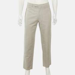 Pre Owned Hermes Beige Linen & Cotton Drop 8 Regular Fit Trousers L/Waist 34"