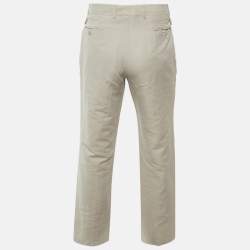 Pre Owned Hermes Beige Linen & Cotton Drop 8 Regular Fit Trousers L/Waist 34"