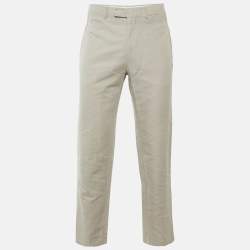 Pre Owned Hermes Beige Linen & Cotton Drop 8 Regular Fit Trousers L/Waist 34"