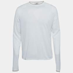 Pre Owned Hermes White Cotton Knit Long Sleeves Pullover M