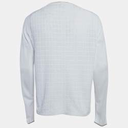 Pre Owned Hermes White Cotton Knit Long Sleeves Pullover M