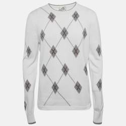 مملوكة مسبقًا Hermes Grey Intarsia Cashmere Knit Sweater L