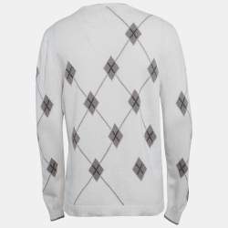 مملوكة مسبقًا Hermes Grey Intarsia Cashmere Knit Sweater L