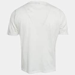 مملوكة مسبقًا Hermes White Horsebit Print Jersey T-Shirt S