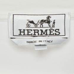 مملوكة مسبقًا Hermes White Horsebit Print Jersey T-Shirt S