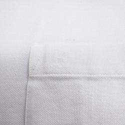 مملوكة مسبقًا تي شيرت جيب هيَرمس تطريز قطن أبيض مقاس صغير