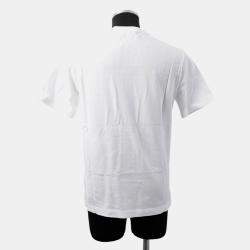 مملوكة مسبقًا تي شيرت جيب هيَرمس تطريز قطن أبيض مقاس صغير