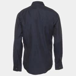 Pre Owned Hermès Navy Blue Chambray Long Sleeve Shirt M