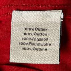 Pre Owned Hermès Red Cotton Crewneck Short-Sleeves T-Shirt L