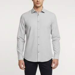 Pre Owned Hermès Grey Stripe Linen Blend Long Sleeve Shirt XL 