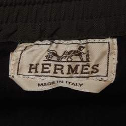 Pre Owned Hermes Green Wool Blend Regular Fit Trousers L
