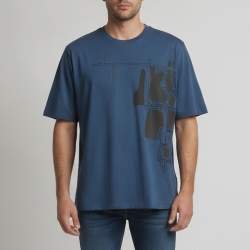 Pre Owned Hermès Blue Harnais en Gouache 3D Jersey Crewneck T-Shirt XXXL