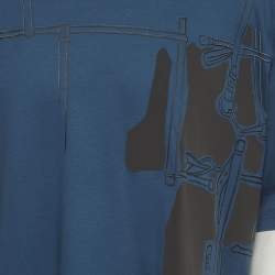 Pre Owned Hermès Blue Harnais en Gouache 3D Jersey Crewneck T-Shirt XXXL