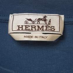Pre Owned Hermès Blue Harnais en Gouache 3D Jersey Crewneck T-Shirt XXXL