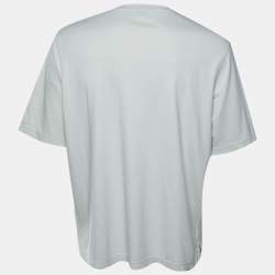 Pre Owned Hermes Pale Grey Fragments Équestres Cotton Crew Neck T-Shirt XL