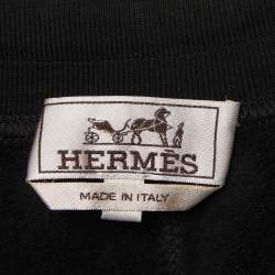 Pre Owned Hermes Black Jersey and Nylon Trim Run H Joggers L 