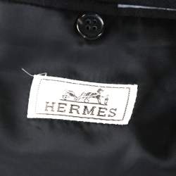 Hermes Black Cashmere Stand Up Collar Blazer L