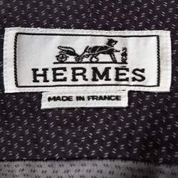 Pre Owned Hermes Purple Cotton Jacquard Long Sleeve Shirt L